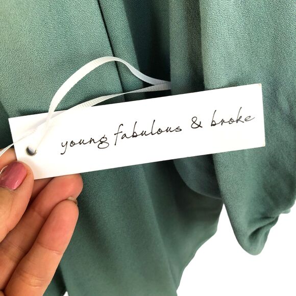 Young Fabulous & Broke boho green ombre puff sleeve wrap jacket top size Med NWT - Picture 8 of 9